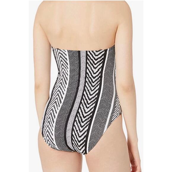 Kenneth Cole Black White Bandeau One Piece Swim Suit S NWOT - Picture 4 of 5